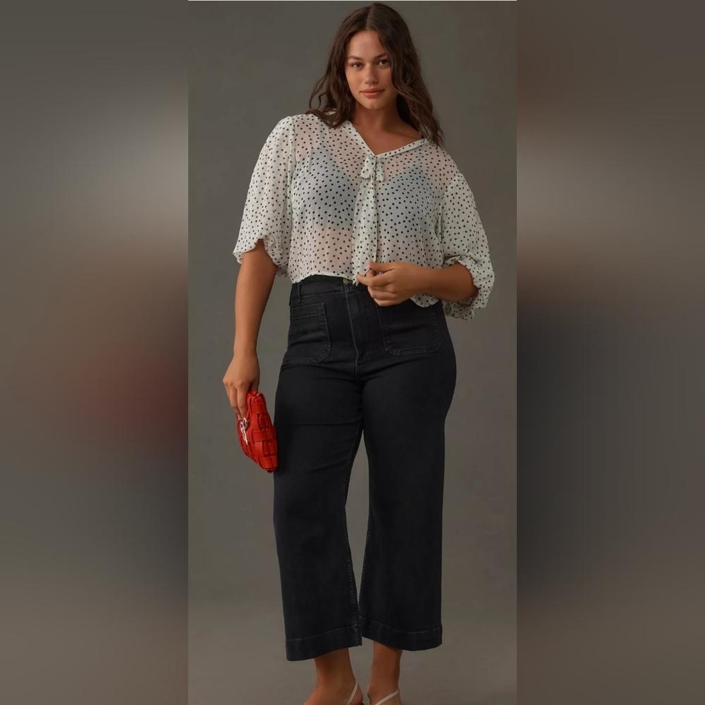 Anthropologie Colette High-Rise Crop Wide-Leg Jeans by Maeve
